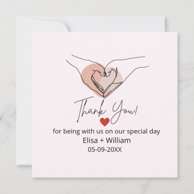 Minimalistische Hand Heart Gesture Wedding Guest G (Vorderseite)