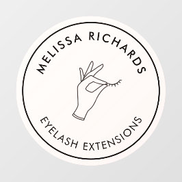 Minimalistische Hand und Lashes Circle Logo Rosa Fensteraufkleber