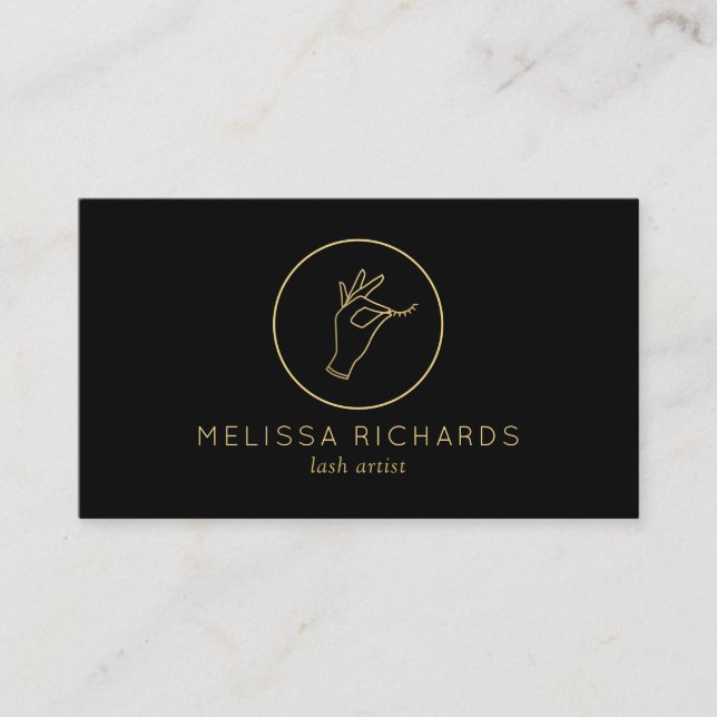 Minimalistische Hand- und Lashes Logo-Makeup Schwa Visitenkarte (Vorderseite)