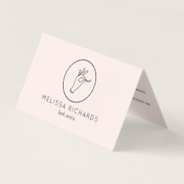 Minimalistische Hand und Lashes Logo Rosa Aftercar Visitenkarten