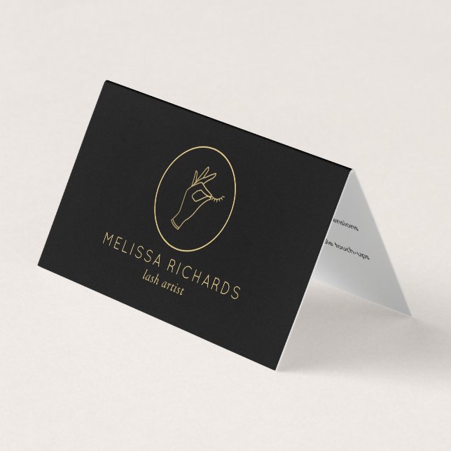 Minimalistische Hand- und Lashes-Logo Visitenkarten (Vorderseite)