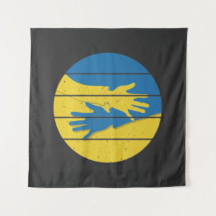 Minimalistische Hände unterstützen die Ukraine, di Wandteppich