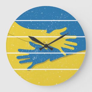 Minimalistische Hände unterstützen die Ukraine, Re Große Wanduhr