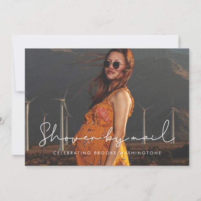 Minimalistische, handgeschriebene Baby-Dusche per  Einladung (Vorderseite)