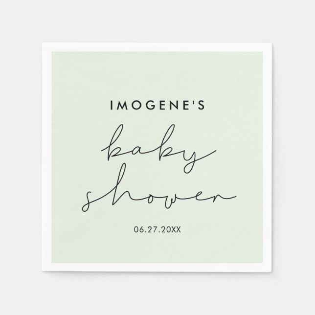 Minimalistische, handgeschriebene Babydusche Serviette (Vorderseite)