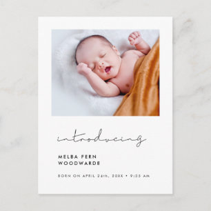 Minimalistische handgeschriebene Einführung in neu Postkarte