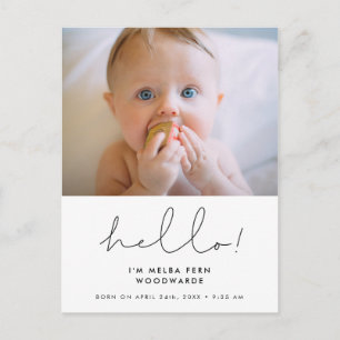 Minimalistische handgeschriebene Hallo neues Baby  Postkarte