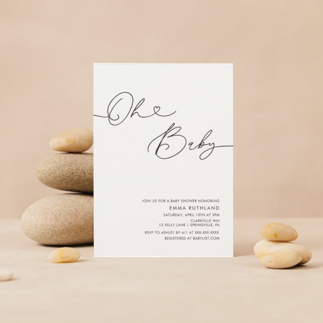Minimalistische handgeschriebene Heart Baby Shower Einladung (Von Creator hochgeladen)
