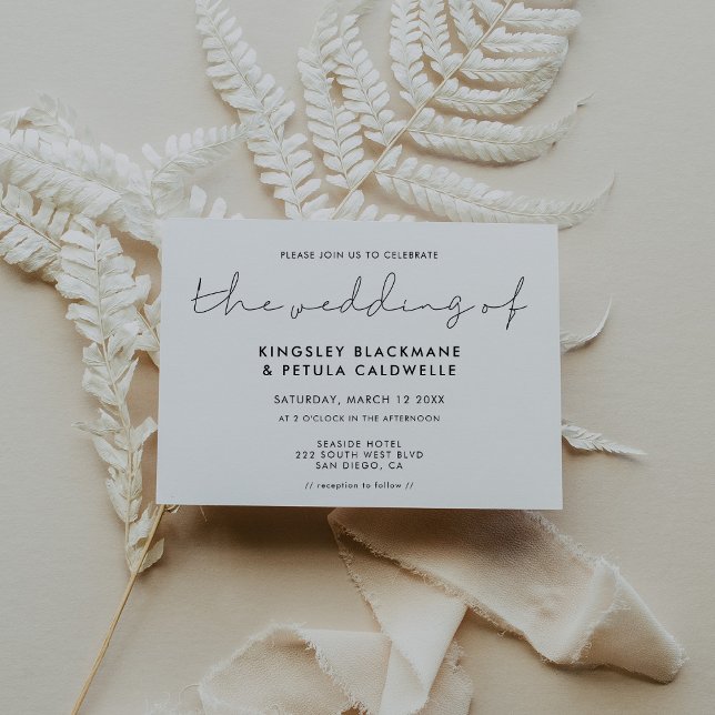 Minimalistische handgeschriebene Hochzeit Einladung (Minimalist handwritten wedding invitation)