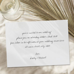 Minimalistische handgeschriebene Hochzeit Einladung