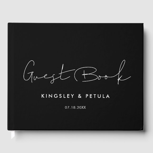 Minimalistische handgeschriebene Hochzeit Gästebuch (Vorderseite)