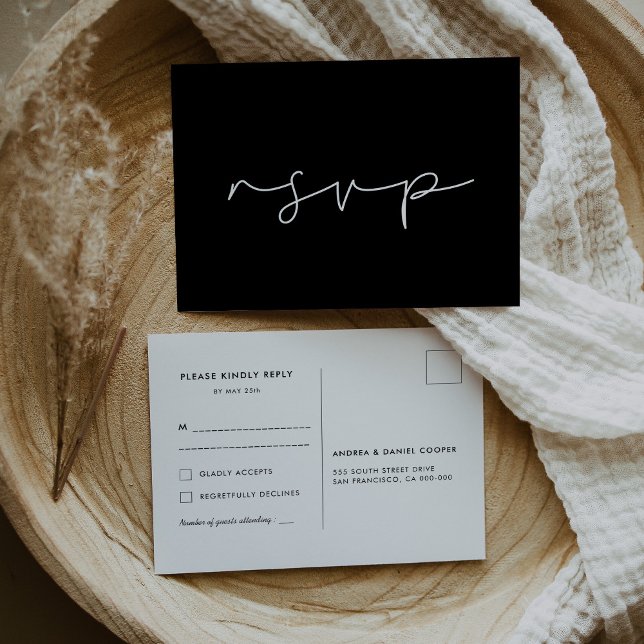 Minimalistische handgeschriebene Hochzeit RSVP Postkarte (Minimalist handwritten wedding RSVP Postcard)