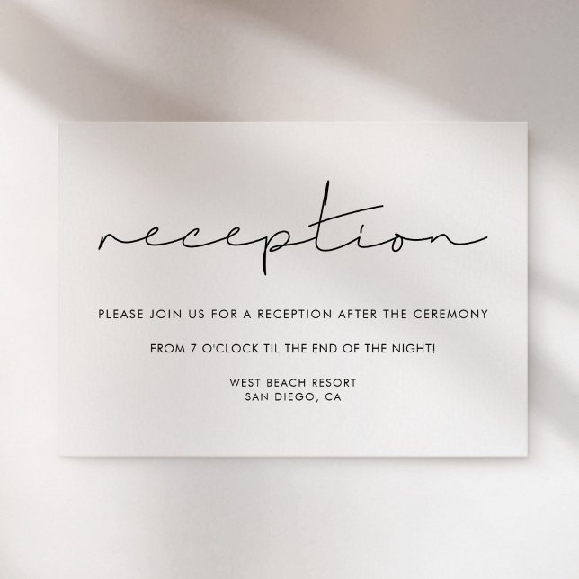 Minimalistische handgeschriebene Hochzeitskarte Einladung (Minimalist handwritten wedding reception card)