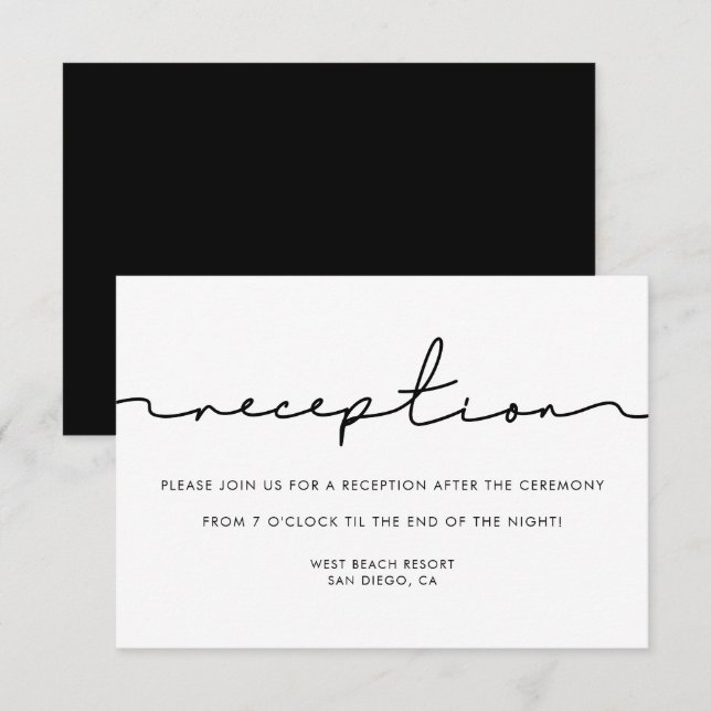 Minimalistische handgeschriebene Hochzeitskarte Einladung (Vorne/Hinten)