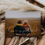 Minimalistische handgeschriebene Liebe für den Pat Postkarte<br><div class="desc">Sie müssen Ihre Hochzeit oder Feier verschieben oder absagen? Teilen Sie die Neuigkeiten mit dieser schönen Foto-Postkarte,  voll anpassbarem Schriftart und Farben.</div>
