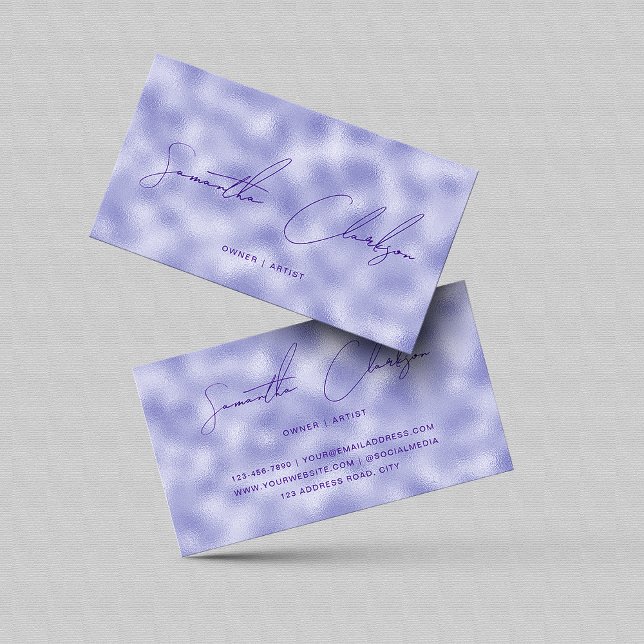 Minimalistische handgeschriebene Lila Folien und S Visitenkarte (Von Creator hochgeladen)