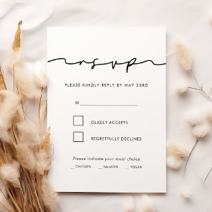Minimalistische handgeschriebene RSVP-Karte mit Es RSVP Karte