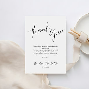 Minimalistische handgeschriebene Script-Herz-Gebur Dankeskarte