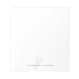 Minimalistische handgeschriebene Skriptinitialen f Notizblock