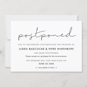 Minimalistische handgeschriebene vertagte Ankündig Einladung