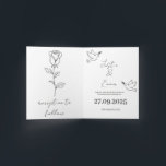 Minimalistische handGezeichnet Hochzeitseinladung  Einladung<br><div class="desc">Das elegante,  handgezeichnet Schwarz-Weiß-Design besticht durch eine elegante und minimalistische Hochzeitsinie,  die eine anmutige Rose des Single,  friedliche Tauben und einen stilvollen Script-Schriftart für einen zeitlosen und modernen Look bietet. Ideal für eine Hochzeitsfeier,  einen Empfang,  eine Verlobung-Ankündigung oder eine rettetest-the-date-Karte.</div>