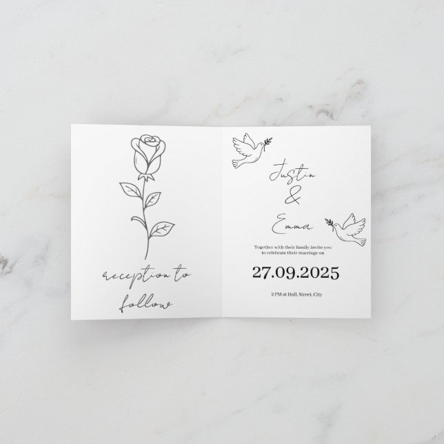 Minimalistische handGezeichnet Hochzeitseinladung  Einladung (Innenseite)