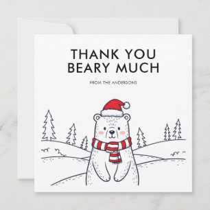 Minimalistische handGezeichnet Polarbärweihnachtsz Dankeskarte