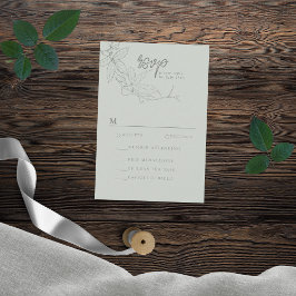 Minimalistische, handgezeichnet Reben weiße Farbe RSVP Karte