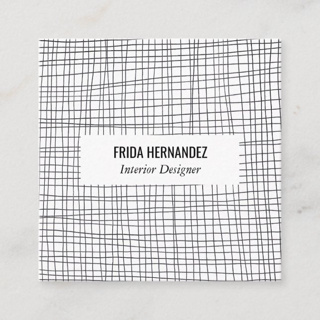 Minimalistische handgezeichnet Stripes Grid Lines  Quadratische Visitenkarte (Vorderseite)