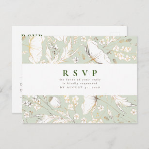 Minimalistische handgezeichnet Wildblumen Hochzeit Postkarte
