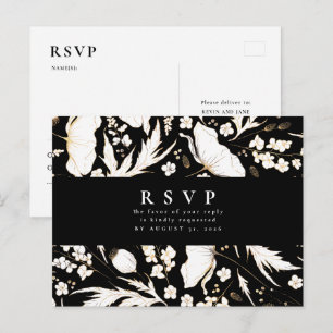 Minimalistische handgezeichnet Wildblumen Hochzeit Postkarte