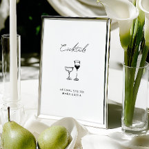 Minimalistische handgezeichnete Cocktailbar-Hochze