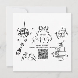 Minimalistische handgezeichnete Hochzeits-RSVP-Kar Einladung