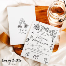 Minimalistische handgezeichnete Hochzeitseinladung