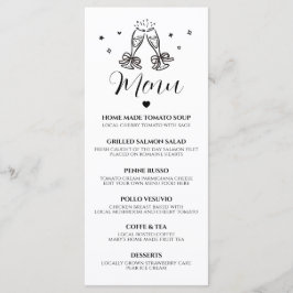 Minimalistische handgezeichnete Hochzeitsmenükarte Menükarte