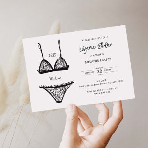 Minimalistische, handgezeichnete Lingerie-Baby-Sho Einladung