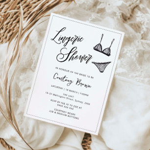Minimalistische handgezeichnete Lingerie-Brautpart Einladung
