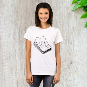 Minimalistische handgezeichnete Papierstapel T-Shirt