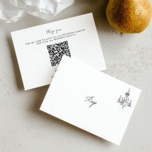 Minimalistische handgezeichnete QR-Code-Hochzeit RSVP Karte