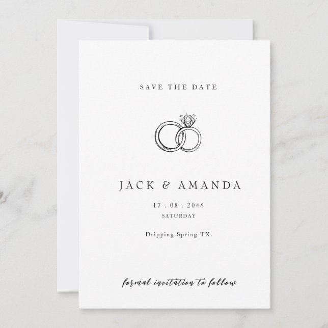Minimalistische handgezeichnete Script-Hochzeit sp Save The Date (Vorderseite)