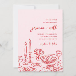 Minimalistische handgezeichnete skurrile Doodle-Ho Save The Date