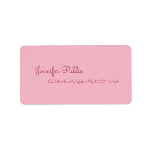 Minimalistische Handschrift Elegante Rosa Modernes Adressaufkleber