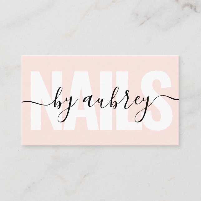 Minimalistische Handschrift Kalligraphie Nail Spez Visitenkarte (Vorderseite)