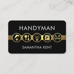Minimalistische Handwerkerwerkzeuge in Gold-Optik Visitenkarte