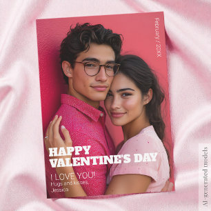 Minimalistische Happy Valentine I Love You Paar-Fo Feiertagskarte