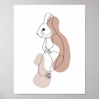Minimalistische Hasen-Linienkunst-Illustration Poster