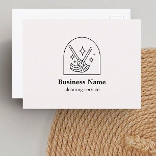 Minimalistische Hausreinigung Zuhause-Services Log Postkarte