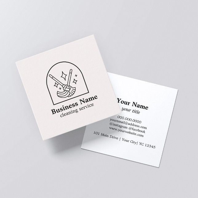 Minimalistische Hausreinigung Zuhause-Services Log Quadratische Visitenkarte (Von Creator hochgeladen)