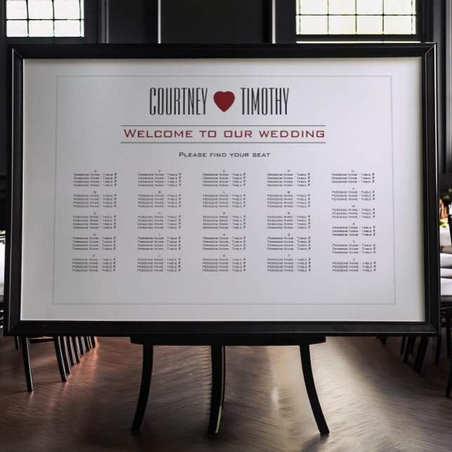 Minimalistische Heart Wedding Chart Poster (Von Creator hochgeladen)