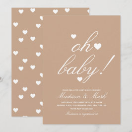 Minimalistische Hearts Baby Dusche Earthy Inv Einladung